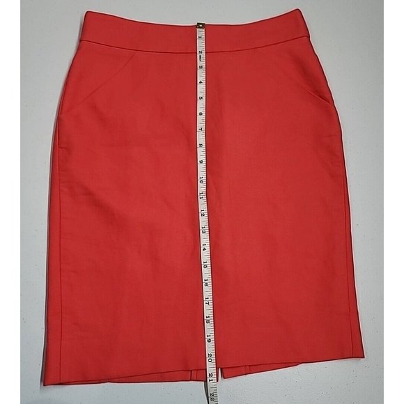 J Crew Factory The Pencil Skirt Poppy (Salmon) Double Serge Cotton Skirt Size 0 - Picture 11 of 11
